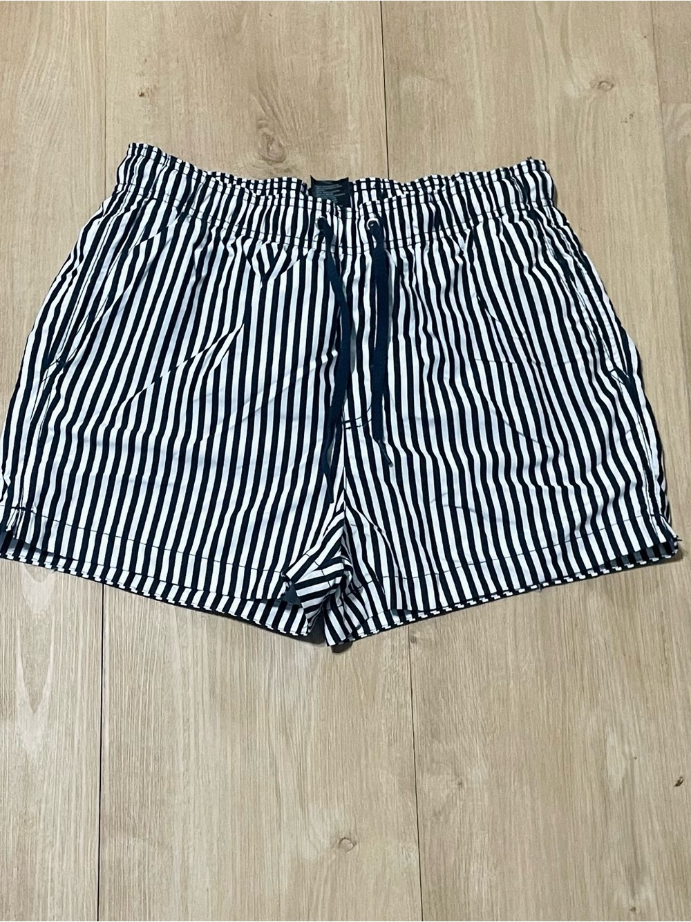 H&M Navy and White Striped Men’s Swim Trunks
